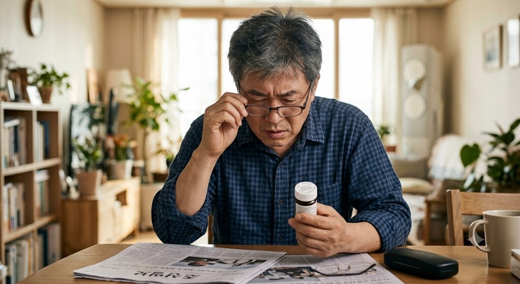 눈이 잘 안보이는 중년